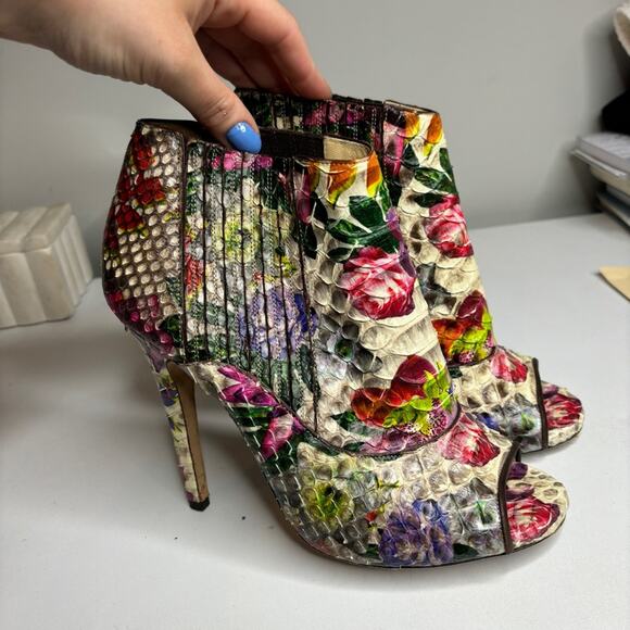 Jimmy Choo Floral Print Python Ankle Booties - Picture 4 of 10